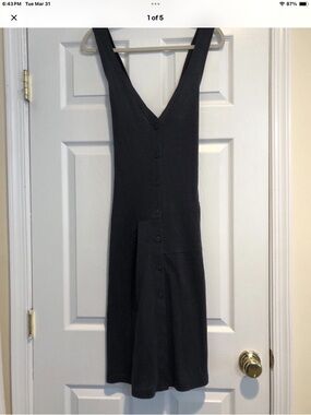 Sleeveless Black Button-Front Midi Dress